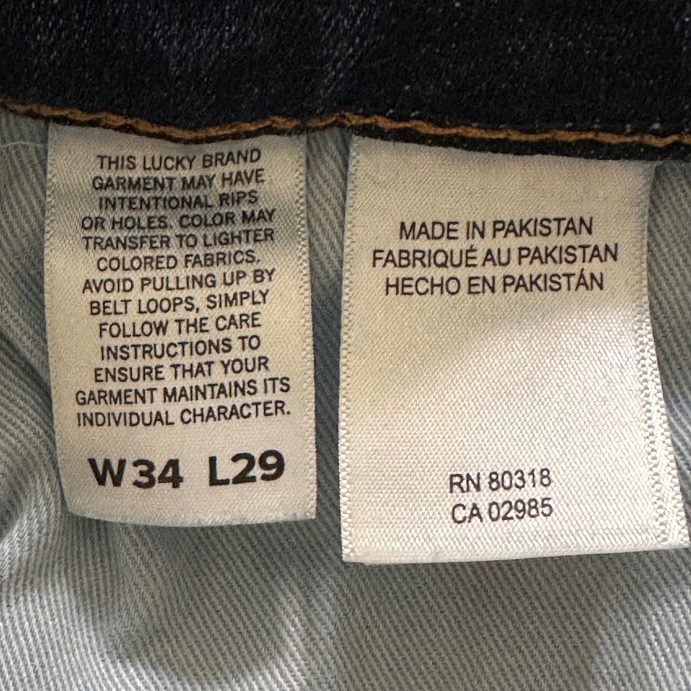 Lucky Brand 410 Athletic Straight Jeans Mens 34x29 Dark Wash Blue Denim Stretch - Picture 9 of 12